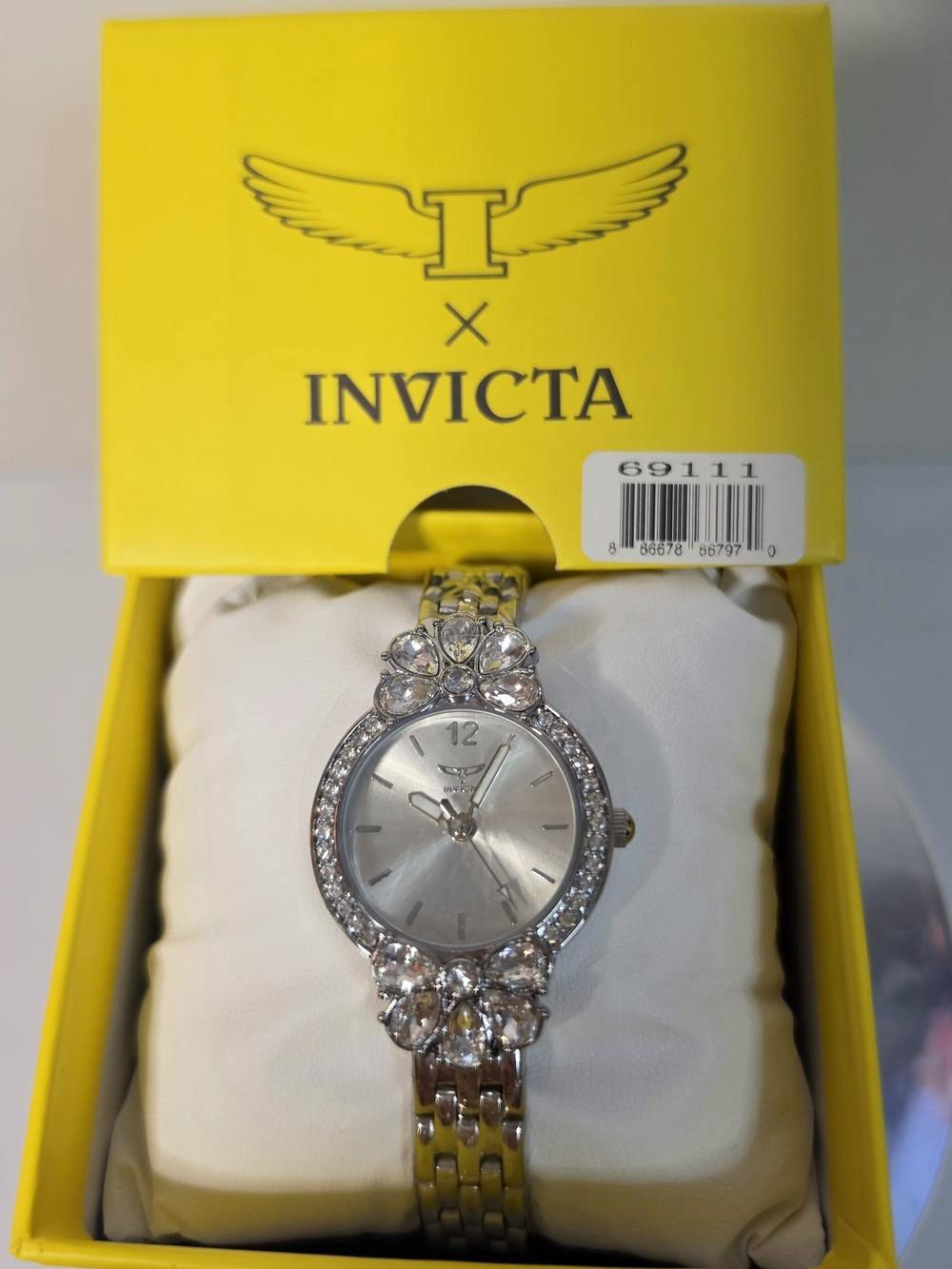 Invicta Silver Crystal-Accented Bracelet Watch